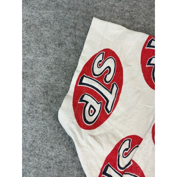 Vintage 60s STP All Over Print T Shirt Mens Small White Red Retro Graphic AOP - Picture 3 of 7
